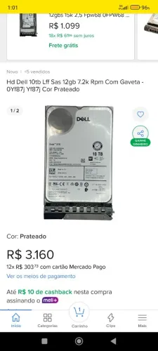 HD 10tb conexão SAS - SERVIDOR CFTV