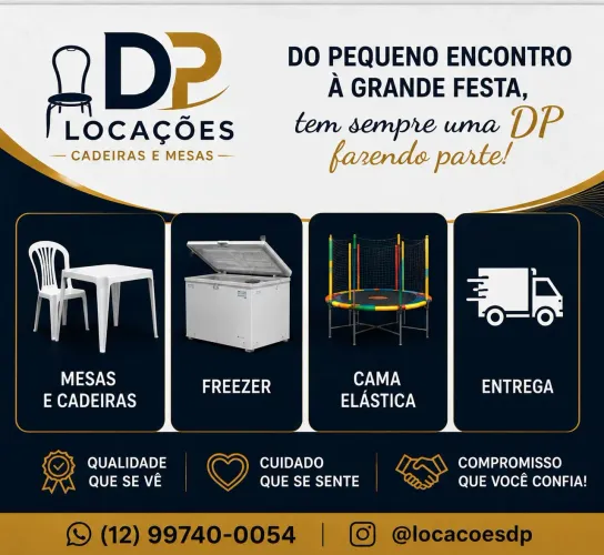 LOCAÇÃO DE MESAS, CADEIRAS, FREEZER E CAMA ELASTICA