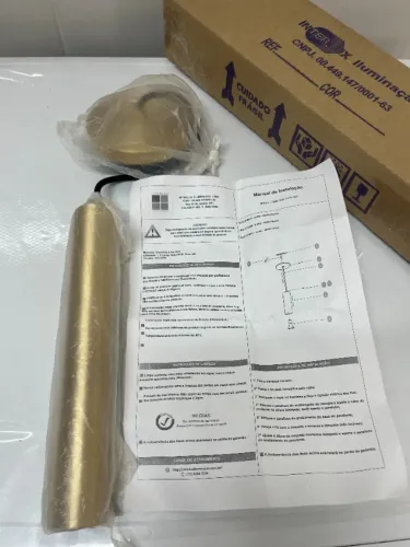 2 Pendentes luminária tubular aluminio dourado, teto, 25x5x15 cm, NOVA