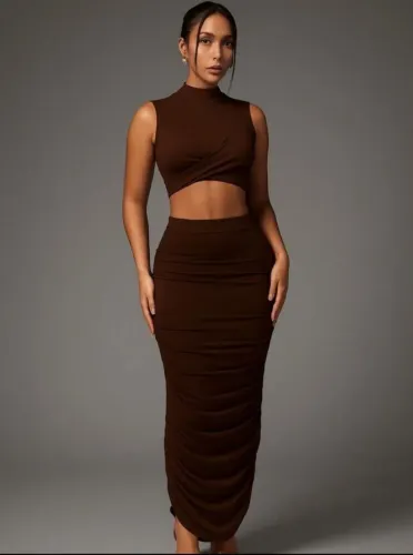 Conjunto Midi Marrom Novo