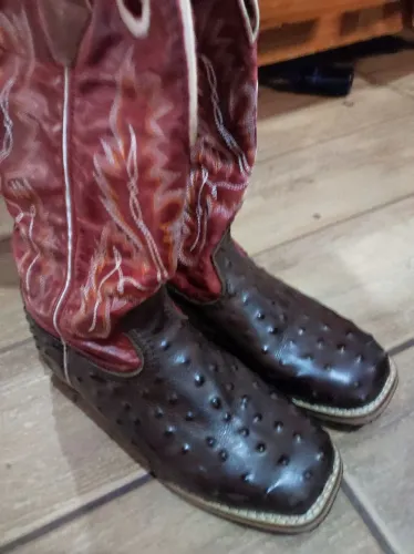 Bota Bota Carrapeta solado de madeira couro de avestruz