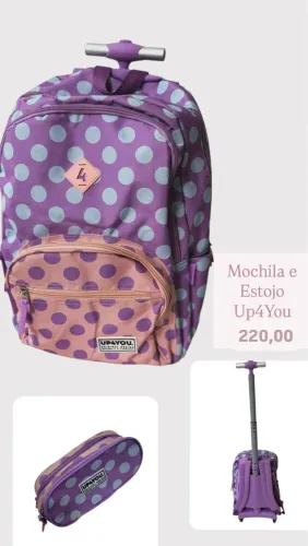 Mochila rodinha + estojo