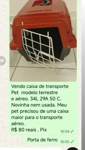 Caixa de transporte Pet ( novinha) aéreo e terrestre