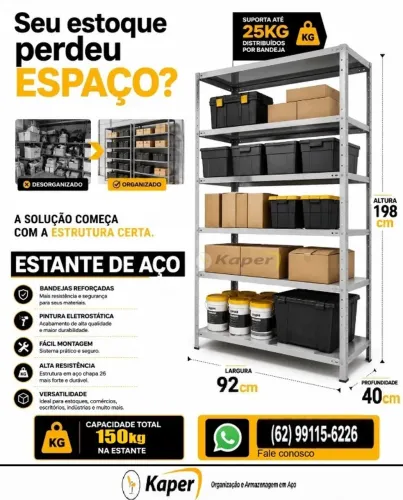 Estante de aço P40cm c/ reforço ( produto novo )