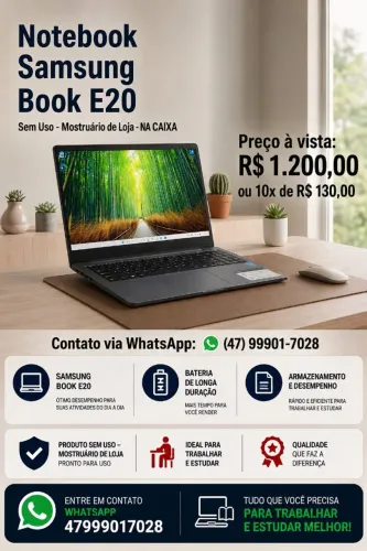 Notebook Samsung NOVO- Book E20 - Sem uso mostruário de loja
