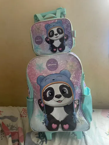 Mochila escolar panda (Rodinha) + Lancheira