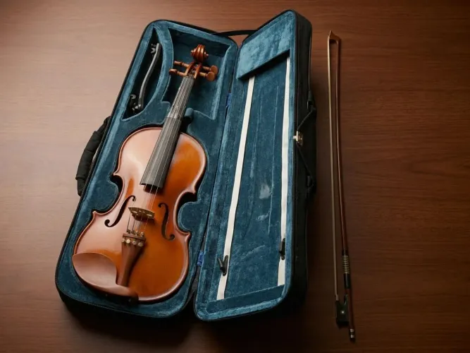 Kit violino Eagle 4/4, espaleira, estojo retangular e arco