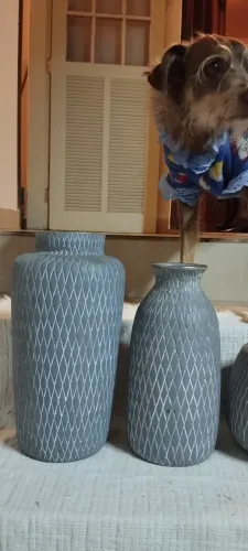 Kit com 4 Vasos e Cachepots Decorativos Cinza e Cobre - Estilo Moderno
