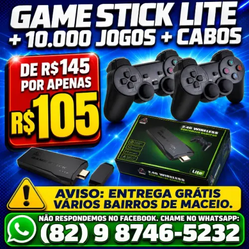 Game Stick Lite com 2 Controles e 10.000 Jogos ? Entrega Grátis