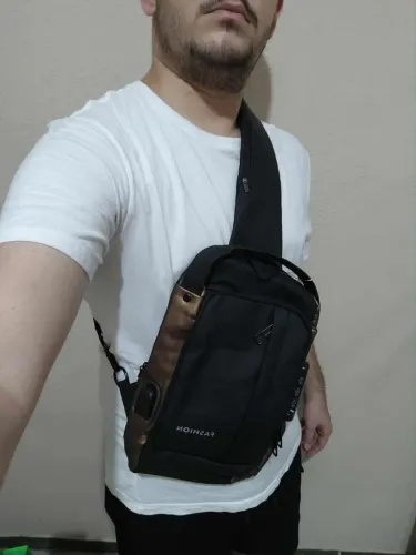 Bolsa Transversal Masculina Antifurto Impermeável USB Mochila de Peito Pochete
