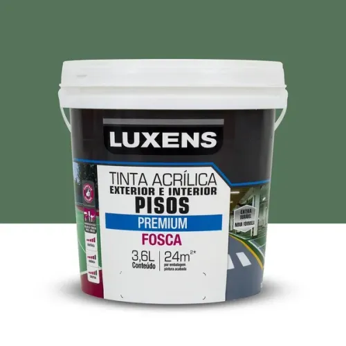 Tinta Acrílica para Piso Fosca Premium Verde Luxens - Amarelo Demarcação, Azul, Preto