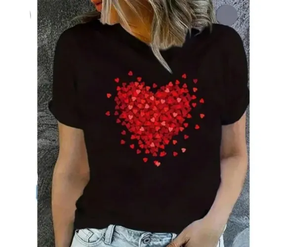 Camiseta Feminina Coração Algodão M