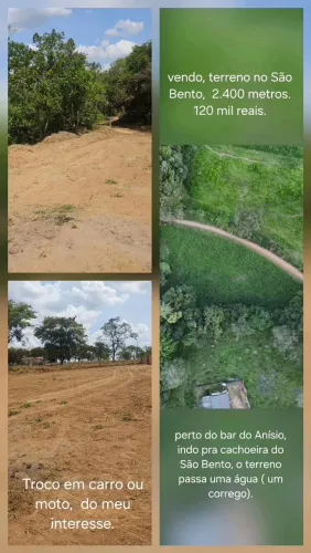 Vendo terreno no São Bento roça, indo pra cachoeira do São Bento.