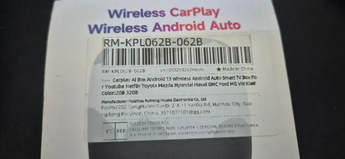 Adaptador 2in1 Wireless Android Auto + Android system