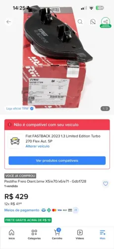 pastilhas de freio dianteiras da marca TRW - BMW