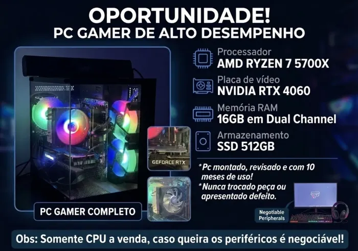 PC GAMER aceito troca em notebook 