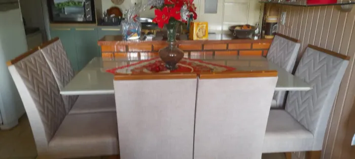 Mesa 6 Cadeiras Tampo De vidro