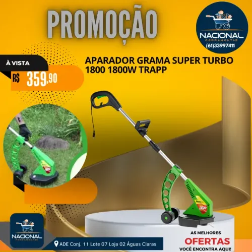 Cortador Aparador De Grama Super Turbo 1800 Wats c/Rodinhas 220V Trapp