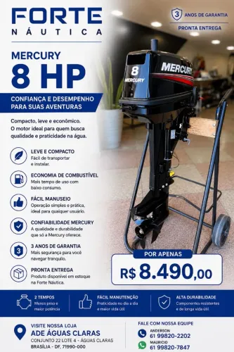 Mercury 8 HP ? Mais Força para Sua Navegação | Pronta Entrega