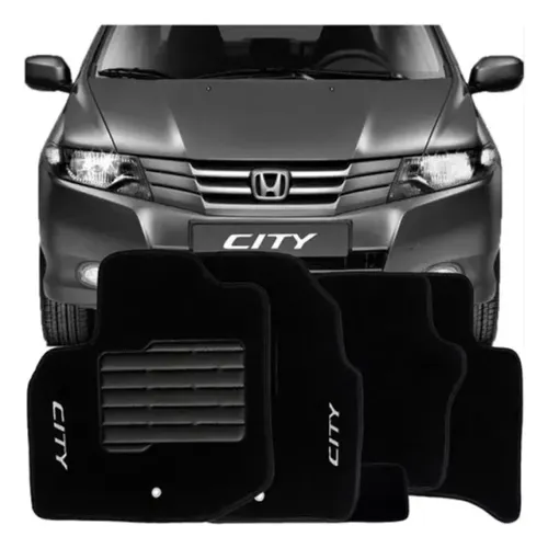 Tapete Carpete Honda City 2009 à 2014 - Preto 3 Peças - Ecotap