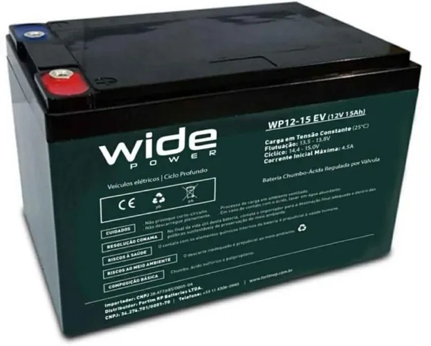 Bateria 12v 15Ah de bicicleta eletrica, Patinete, Skate  15ah NOVA COM GARANTIA