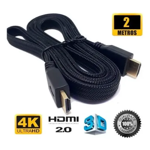 Cabo Hdmi Ultra Hd 3D 4K Alta Resolução 1080p TV 2 Metros