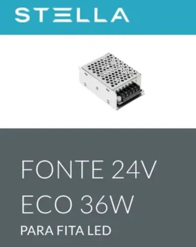 Fonte Driver Eco 24V - 36W Fonte para Fita Led Stella
