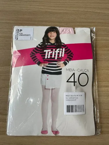 Meia calça infantil rosa fio 40 