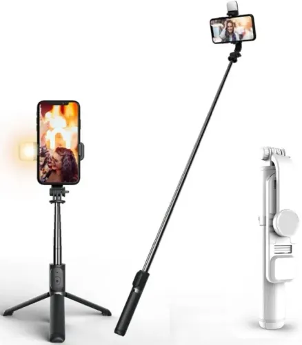 Tripé Bastão Pau De Selfie Com Led Bluetooth Retrátil Para Celular Com Controle Remoto