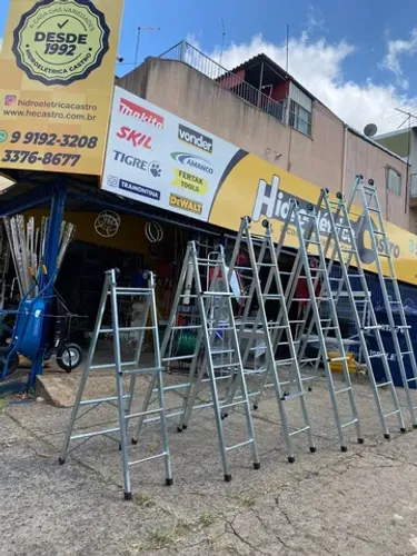 Escada extensiva aço galvanizado de 5 a 12 degraus