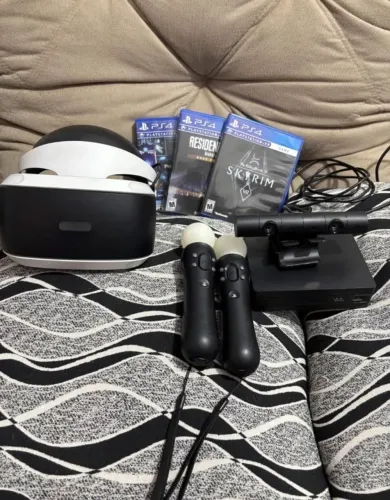 PLAYSTATION VR PS4 COM 3 JOGOS - RESIDENT EVIL, SKYRIM E DEMO VR!!!