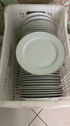 Prato mesa raso branco borda dourada porcelana schmidt 26cm - VER PREÇOS NA DESCRIÇÃO