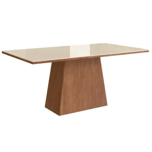 mesa para sala de jantar 160x90 com vidro lapidado