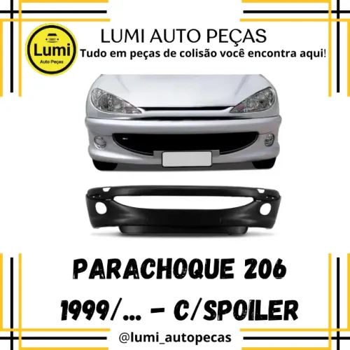 Parachoque Peugeot 206 1999/... C/Spoiler e Furo de Milha - NOVO 