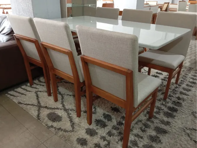 Conjunto de mesa de jantar com 6 cadeiras madeira