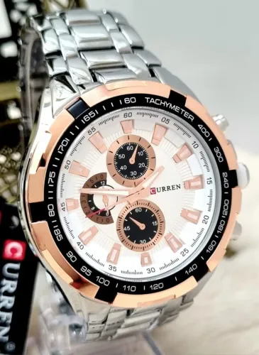 Relógio Masculino Curren 8023 | Aço Inoxidável, Dourado, Quartzo Japonês | Estilo Negócios