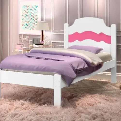Cama de Solteiro íris branco / rosa - ENTREGA HOJE !!! 