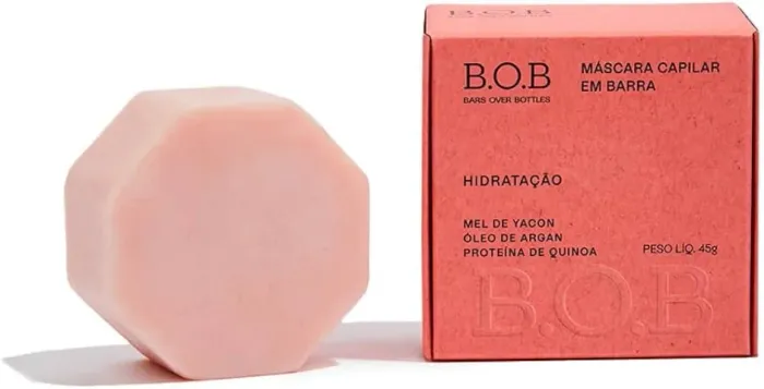 BOB Máscara Capilar em Barra Hidratação Natural Óleo de Argan Quinoa Longa Duração - 45g