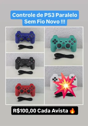 Controle de PS3 Sem Fio Novo 3 Cores Disponíveis - Astra Games