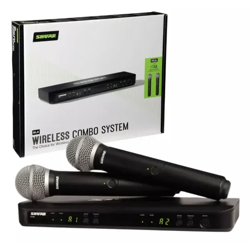 Microfone Sem Fio Duplo Shure BLX288br/pg58 M15