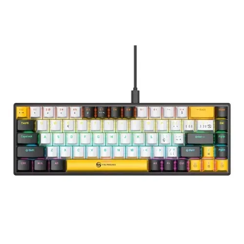 Teclado Mecânico USB Abnt2 - Preto e Amarelo Com RGB