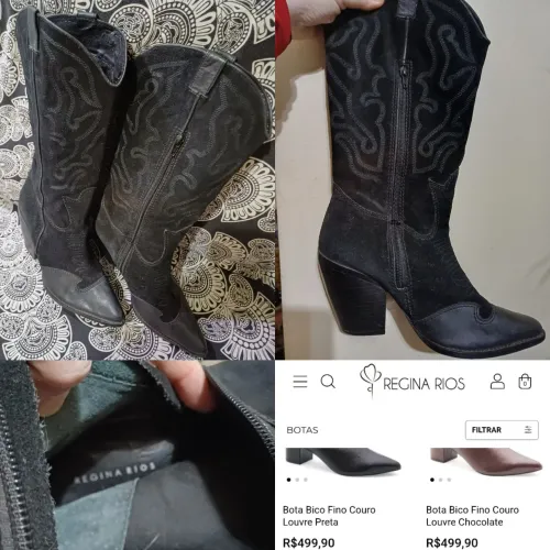 Bota em Couro da Regina Rios. NA Moda!!! - Preta