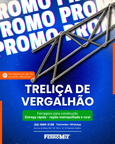Treliça de Vergalhão - Treliça para construção e reforma - Entrega rápida e parcelamento 