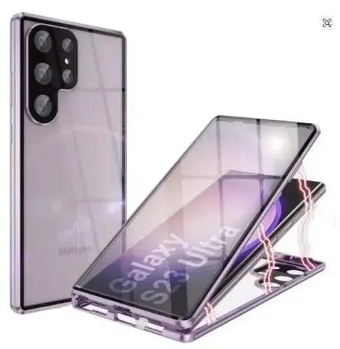 Capa magnética de metal de vidro temperado dupla face para galaxy s21