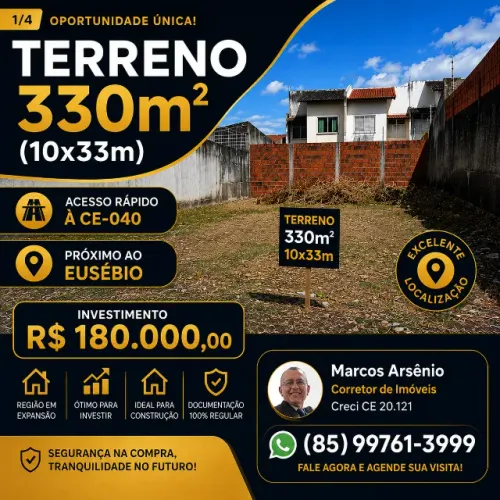 Lote Messejana - São Bento - Oportunidade Única - Terreno 10 x 33 - 330m2