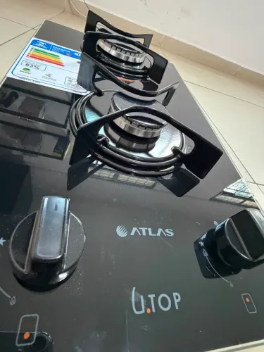 Cooktop 2 Bocas Preto com Mesa de Vidro Atlas U Top Bivolt