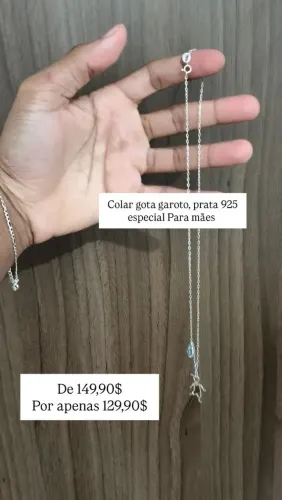 Conjunto Colar Gota menino+ brinco Prata 925