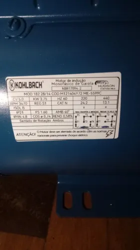 Motor mono 5 HP 2 Polos (Alta rotação) com garantia de 90dias nota fiscal por apenas 1.450