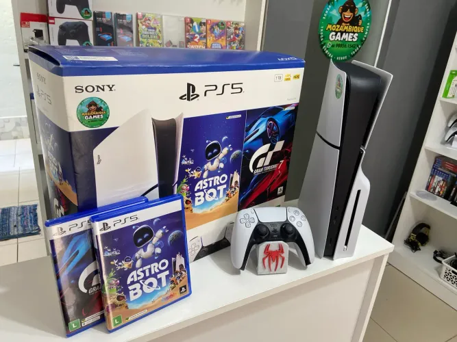 Play 5 Slim 1TB Fosco c/ Leitor + 2 Jogos ( Loja Física )