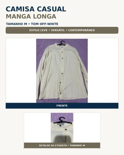 Camisa social linho gola padre tamanho 42